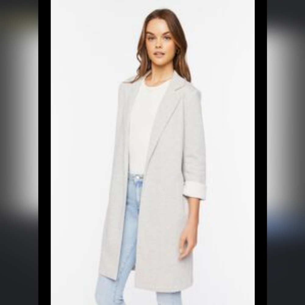 Simple fleece blazer light gray size S